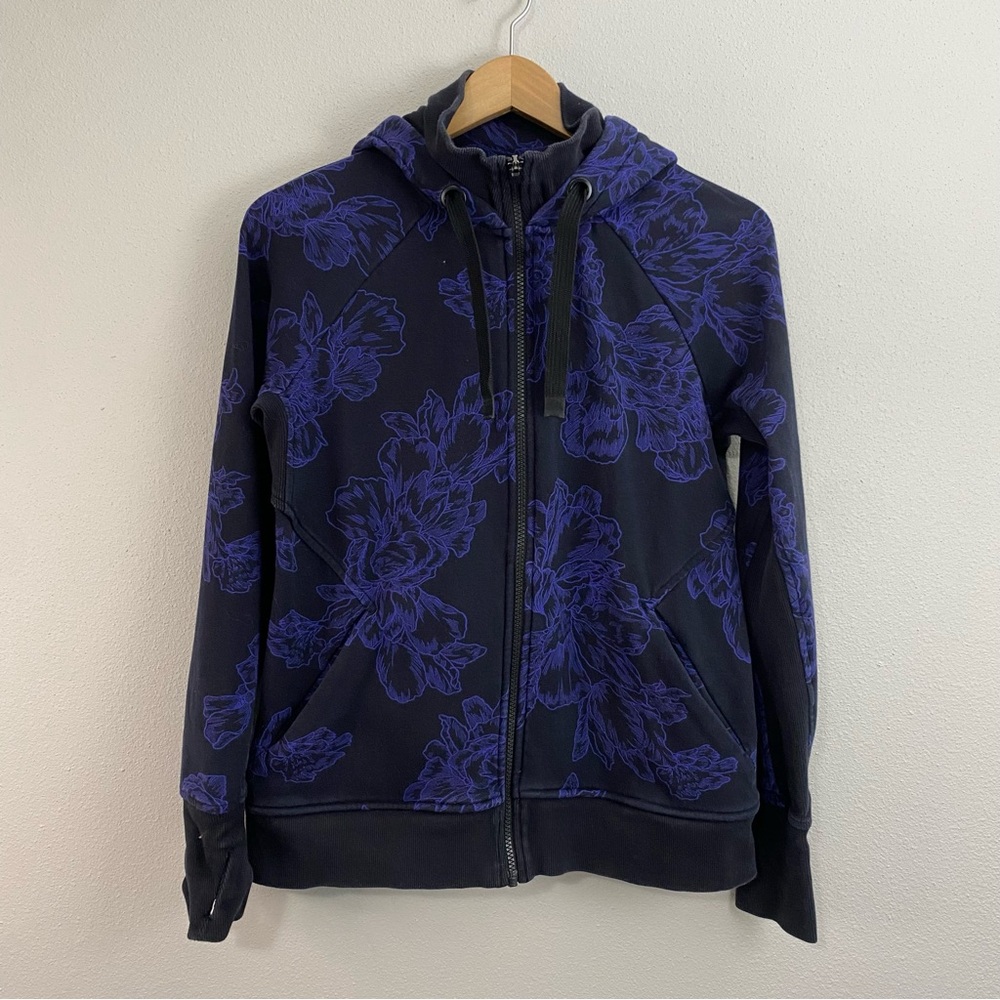 Athleta Triumph Hoodie Astral Bloom Black Floral Sweatshirt Women’s‎ Size Medium